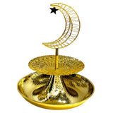 Load image into Gallery viewer, 2 Tier Ramadan Gold Snack Platter Stand With Moon Star
