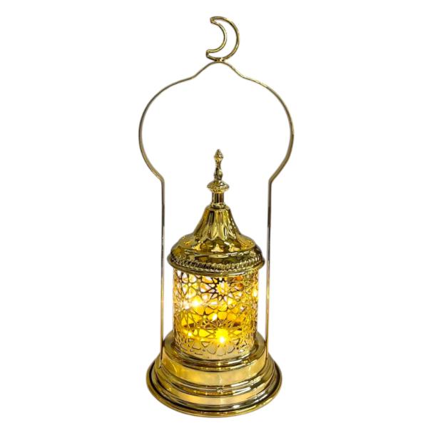 Gold Ramadan Led Lantern With Moon Handle