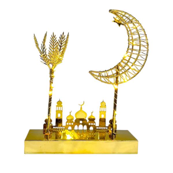 Gold Ramadan Led Moon & Mosque Table Top Decor