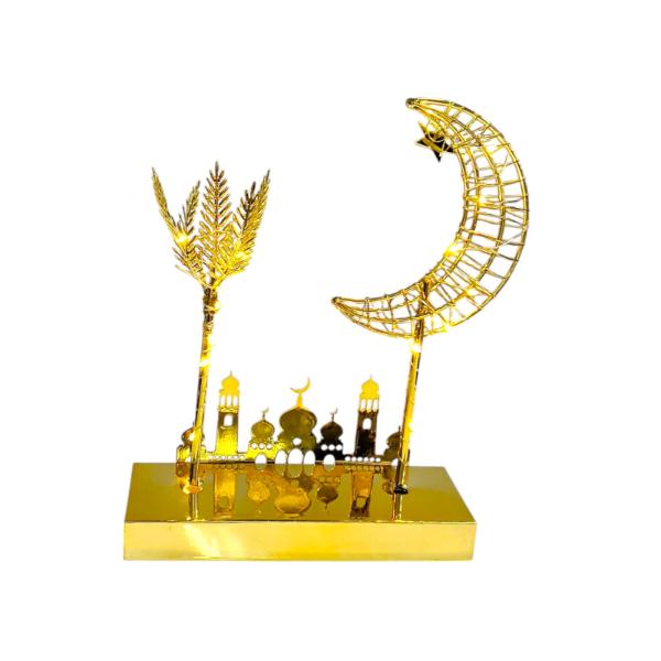 Gold Ramadan Led Moon & Mosque Table Top Decor