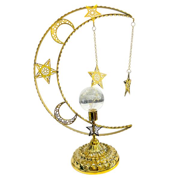 Gold Moon Led Bulb With Hanging Stars Stand