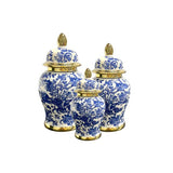 Load image into Gallery viewer, White &amp; Blue Vase With Gold Trim - 15cm x 30cm
