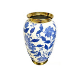 Load image into Gallery viewer, White &amp; Blue Vase With Gold Trim - 19cm x 30cm
