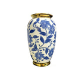 Load image into Gallery viewer, White &amp; Blue Vase With Gold Trim - 19cm x 30cm
