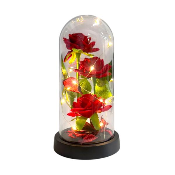 3 Forever Rose In Glass Dome With Led