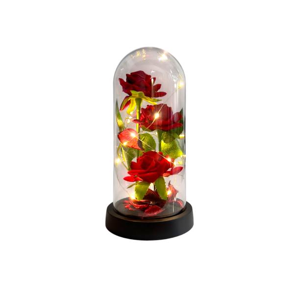 3 Forever Rose In Glass Dome With Led