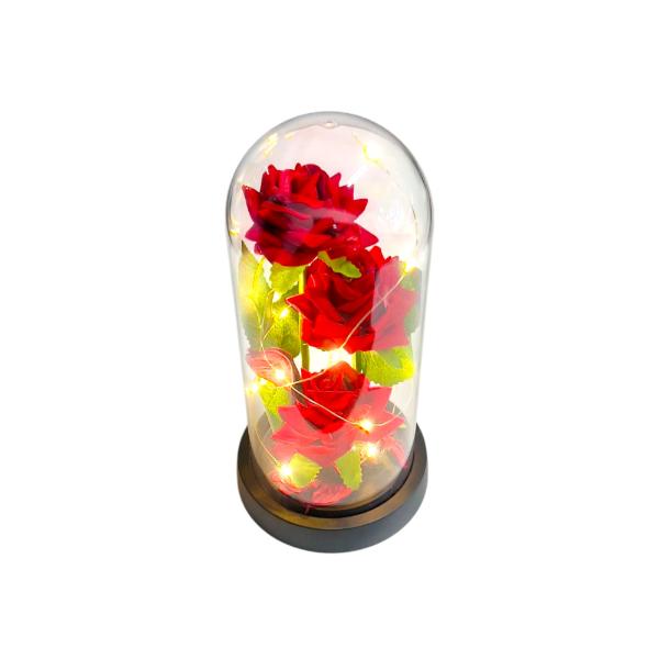 3 Forever Rose In Glass Dome With Led