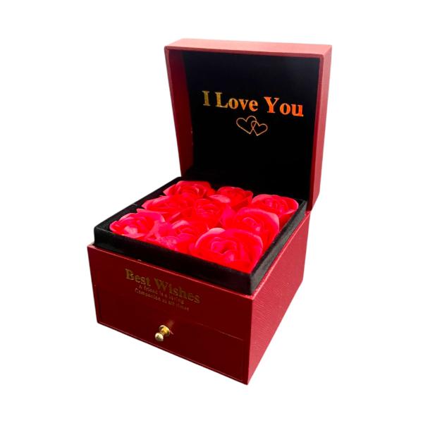 9 Rose Buds With Compartment Gift Box