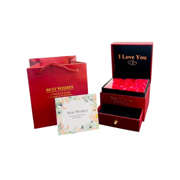 9 Rose Buds With Compartment Gift Box