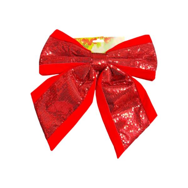 Red Sequin Ribbon Bow - 30cm