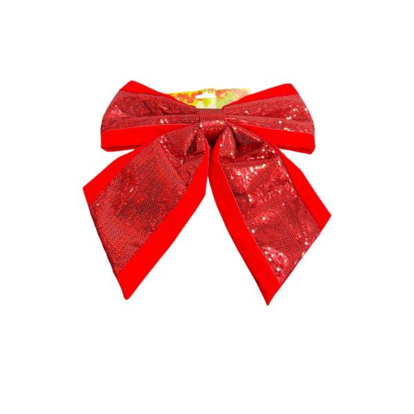 Red Sequin Ribbon Bow - 30cm