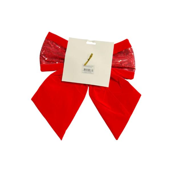 Red Sequin Ribbon Bow - 30cm