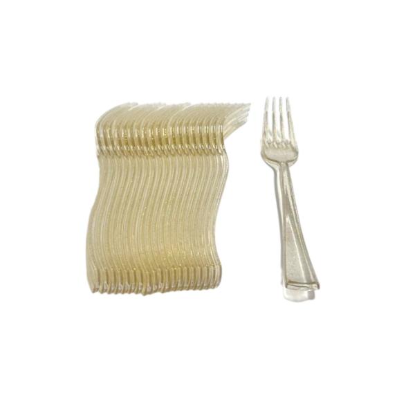 20 Pack Gold Glitter Reusable Fork