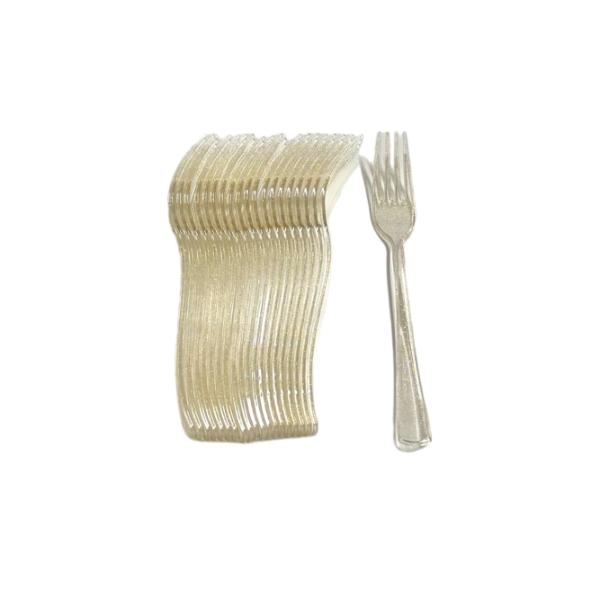 20 Pack Gold Glitter Reusable Fork