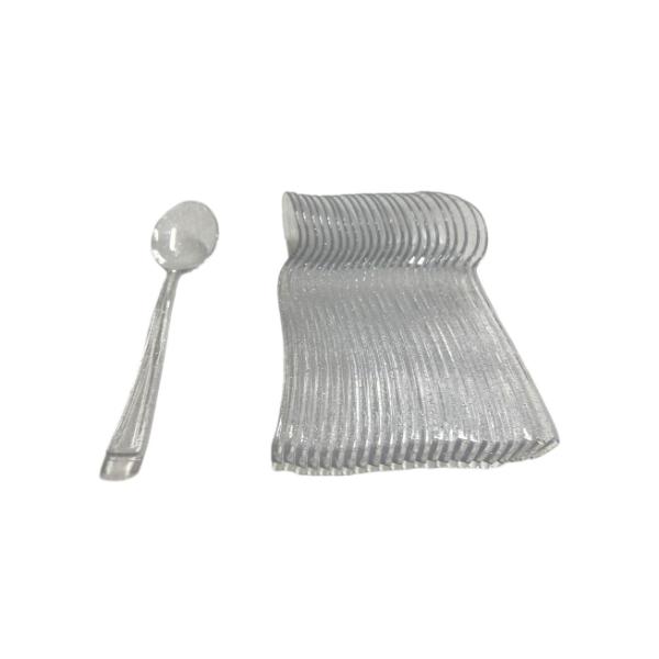 24 Pack Silver Glitter Reusable Desert Spoon