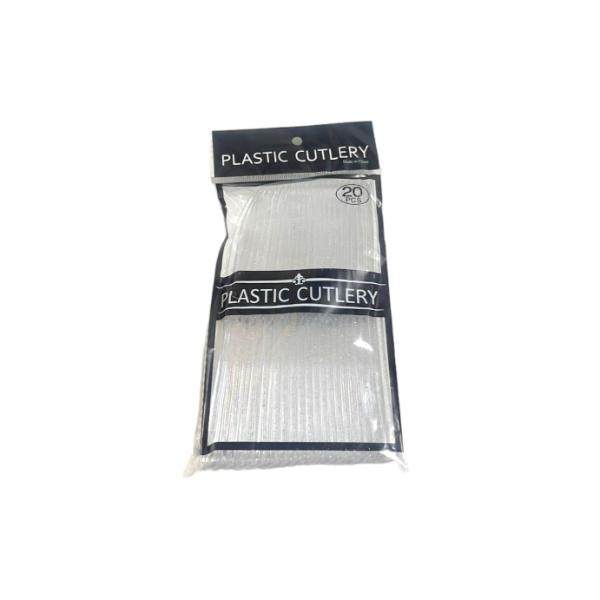 20 Pack Silver Glitter Reusable Knife