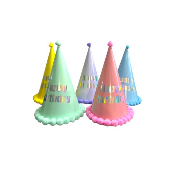 Pastel Tall Party Hat With Pom Pom - 30cm