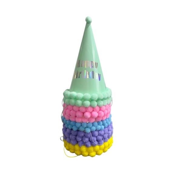 Pastel Tall Party Hat With Pom Pom - 30cm