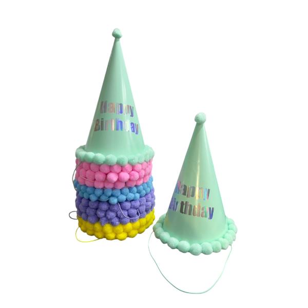 Pastel Tall Party Hat With Pom Pom - 30cm