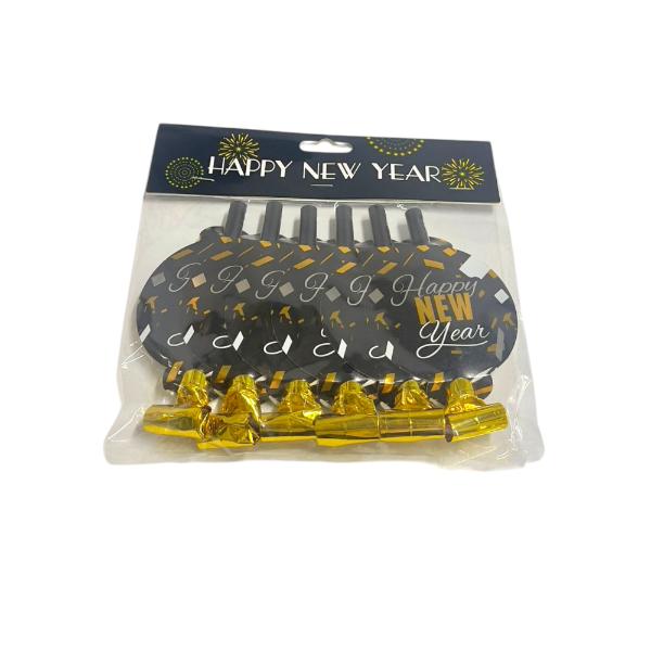 6 Pack Gold Or Silver NYE Party Blowers