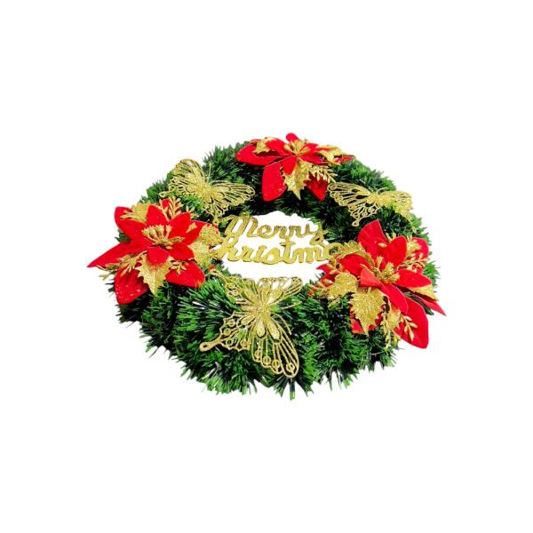 Merry Christmas Flower Wreath - 30cm