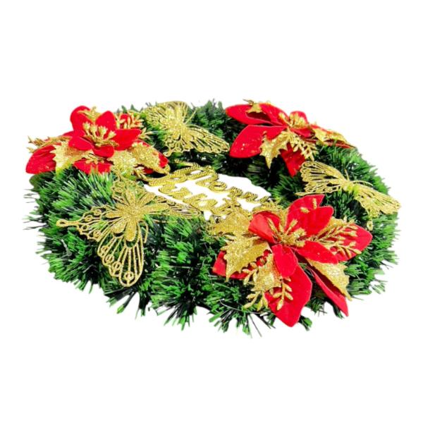 Merry Christmas Flower Wreath - 30cm