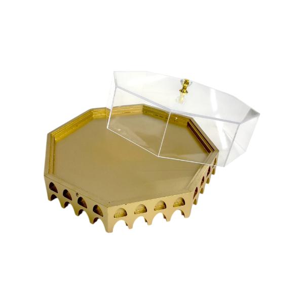 Gold Archway Round Food Tray With Lid