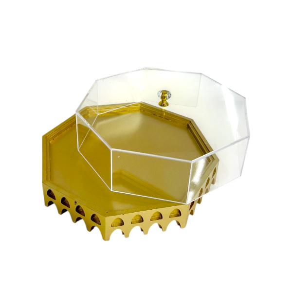 Gold Archway Round Food Tray With Lid