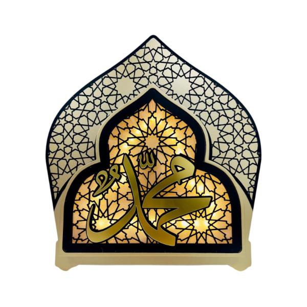 Gold & Black Arch Led Name Mohammad Hanging Wall Decor