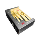 Load image into Gallery viewer, 16 Pack Black &amp; Gold Cutlery Box Set
