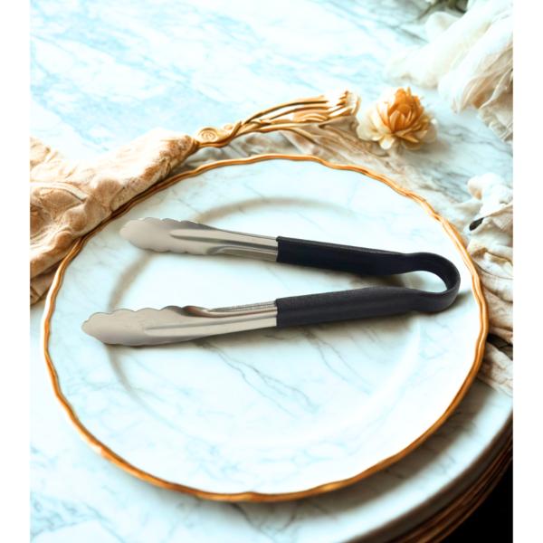 Stainless Steel Tong With Black Silicon Handle - 22cm