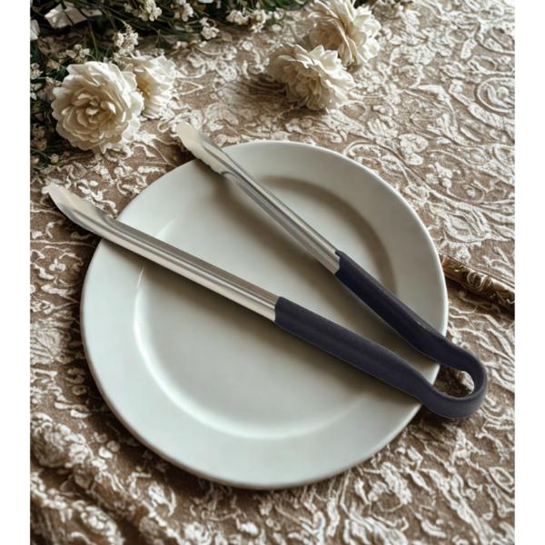 Stainless Steel Tong With Black Silicon Handle - 35cm