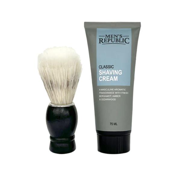 Mens Republic Mug With Shaving Cream & Beard Brush - 9cm x 12cm x 17cm