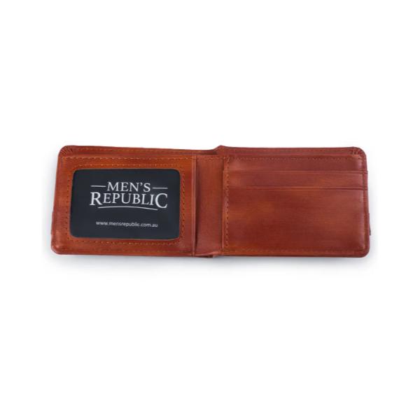 Tan Mens Republic Vegan Leather Wallet - 10.7cm x 7.7cm x 1.9cm