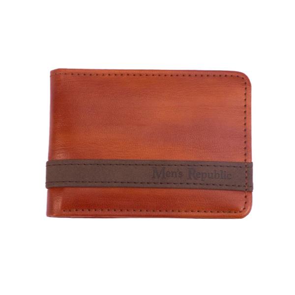 Tan Mens Republic Vegan Leather Wallet - 10.7cm x 7.7cm x 1.9cm