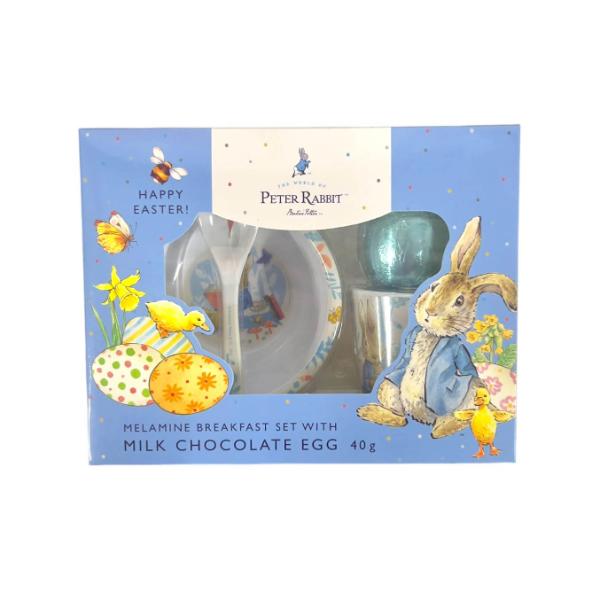 Peter Rabbit Melamine Breakfast Set With Chocolate Egg - 40g