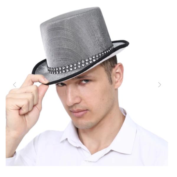 Metallic Silver Top Hat