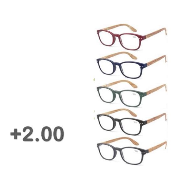 Bamboo Look Arm Reading Glasses - +2.0