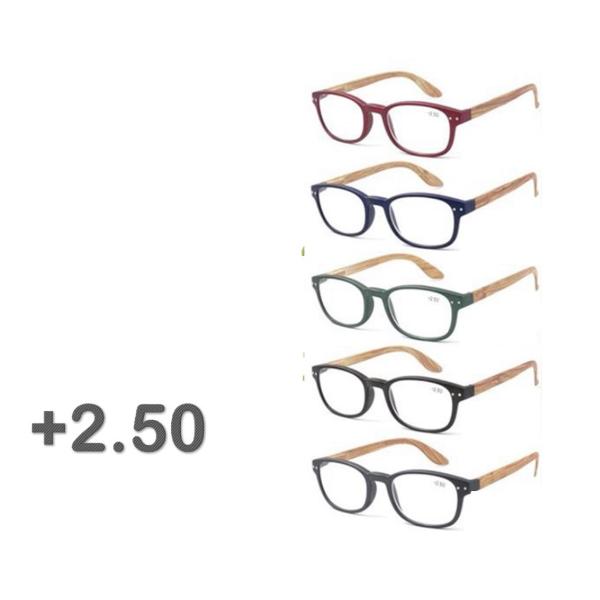 Bamboo Look Arm Reading Glasses - +2.5