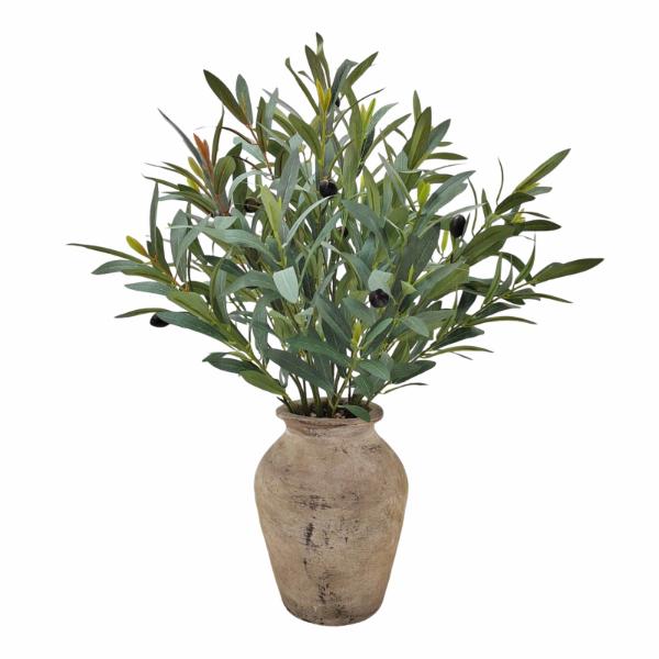Artificial Olive Branches In Magnesia Oxide Pot - 68.5cm