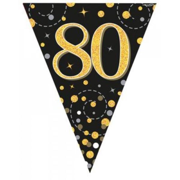 Sparkling Fizz Black & Gold 80 Flag Bunting - 390cm