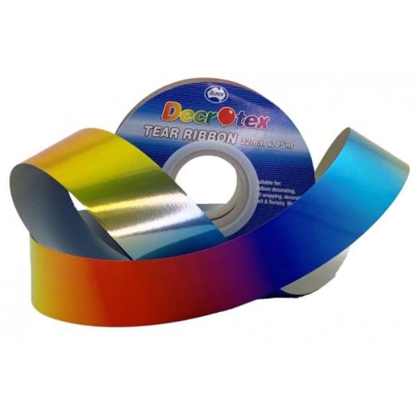 Rainbow Metallic Tear Ribbon - 45m