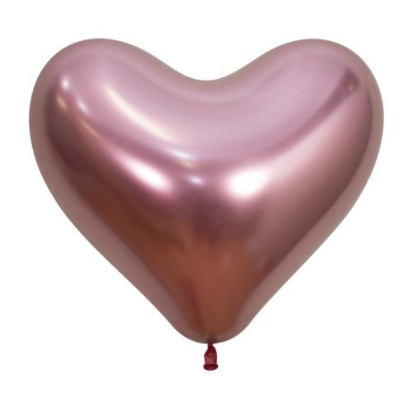 50 Pack Pink Reflex Heart Balloon - 35cm