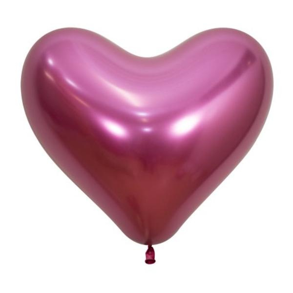 50 Pack Fuchsia Reflex Heart Balloon - 35cm