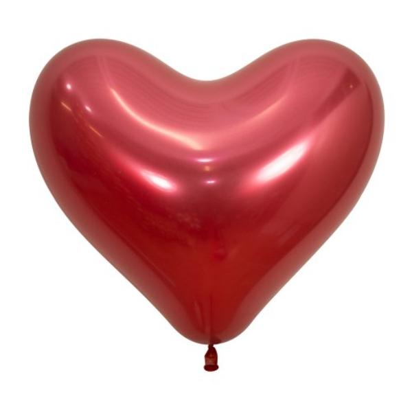 50 Pack Crystal Red Reflex Heart Balloon - 35cm