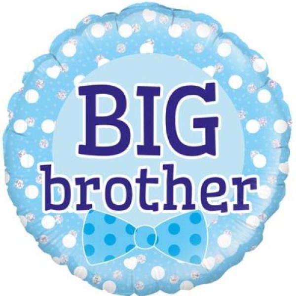 Round Blue Bowtie Big Brother Foil Balloon - 45cm