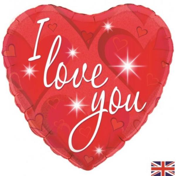 Sparkles I Love You Heart Foil Balloon - 45cm