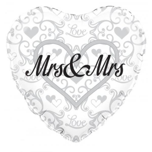 Mr & Mrs Silver Filigree Heart Foil Balloon - 45cm