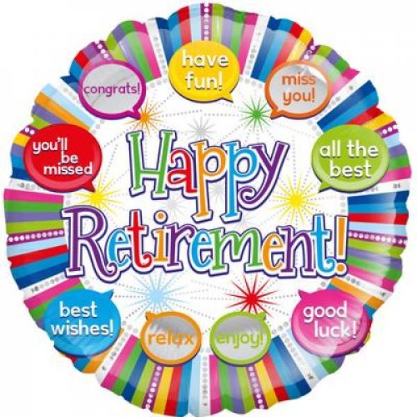 Colourful Round Happy Retirement Foil Balloon - 45cm