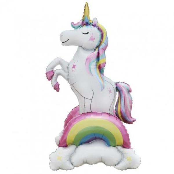 Standing Airz Unicorn Rainbow Shape Foil Balloon - 94cm x 52cm x 43cm